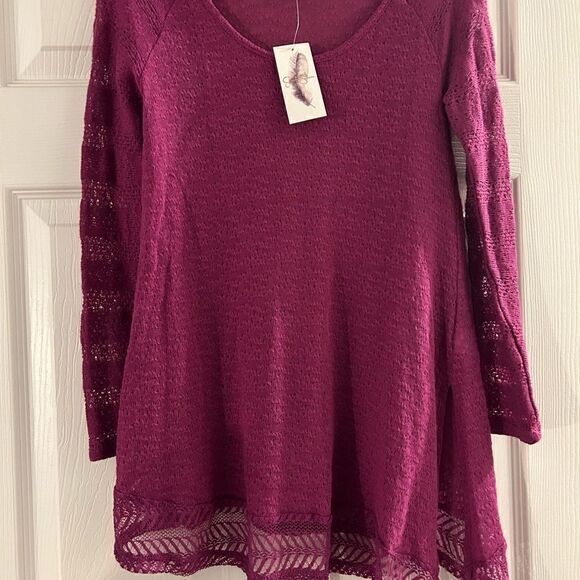 NEW Jessica Simpson Asymmetrical Purple Pink Sweater Size XS - Picture 6 of 9
